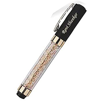 Personalized Name Pen | Golden Glint Pen With Cap | Blue Ink