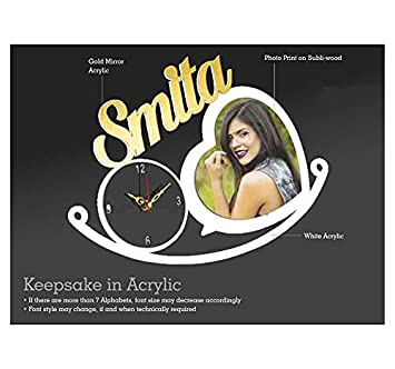Customized Acrylic Photo Frame with Clock & Name 9 X 12.5_ M