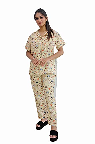 Motley by RiyaJain Womens Swiss Cotton Printed Honey Bee Fu