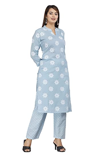 Stripes & Stitches Rayon Straight Kurti with Palazzo Set Tra