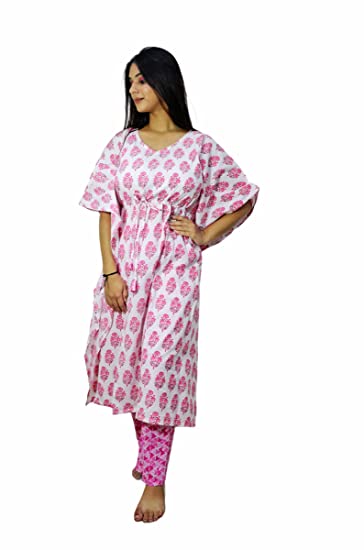 MOTLEY BY RIYA JAIN Womens Cotton Screen Printed Kaftan Kur